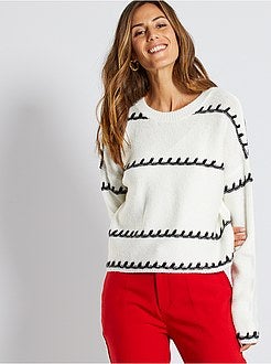 Camisola em malha com jogo de pontos - Kiabi