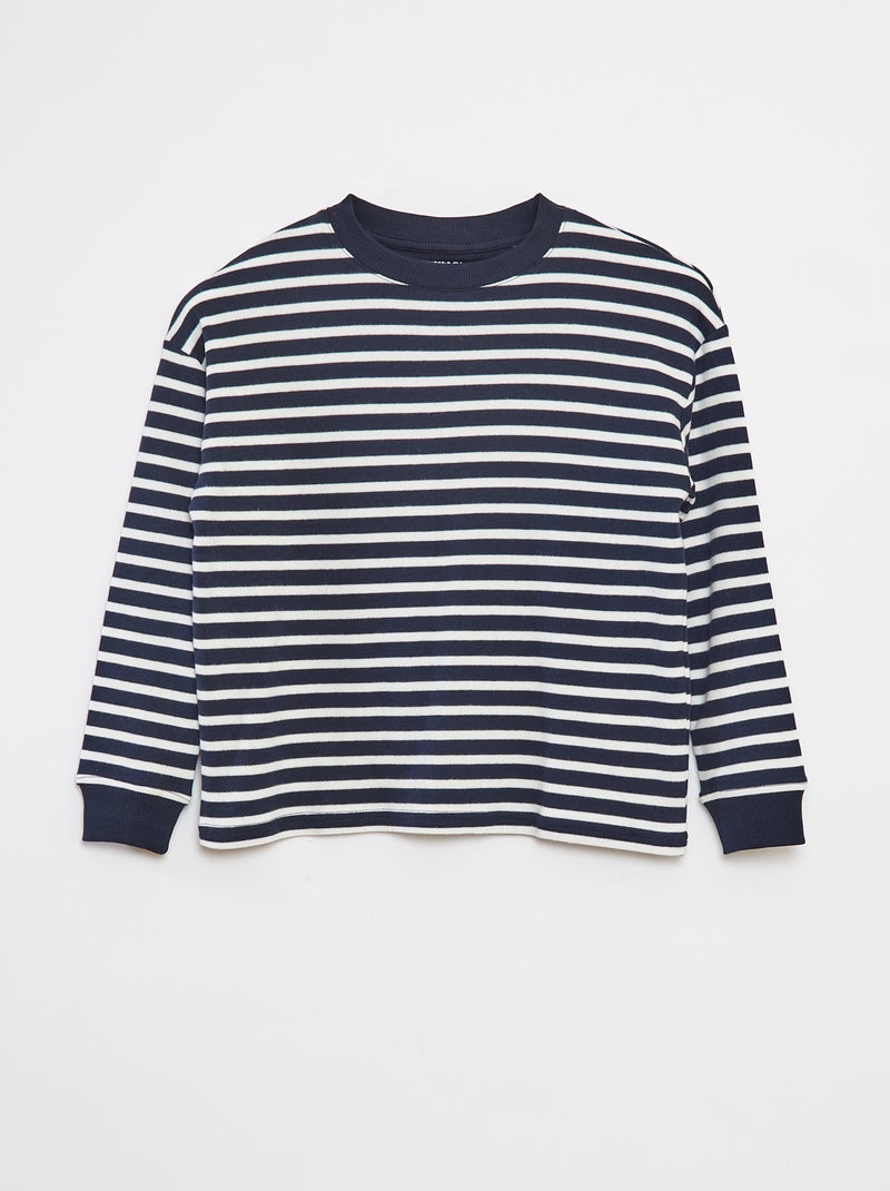 Camisola em malha com motivo às riscas all-over Azul - Kiabi