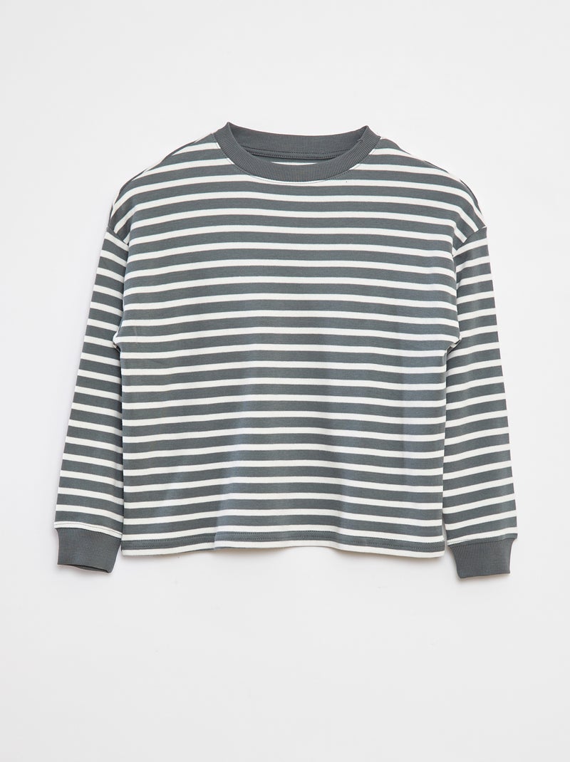 Camisola em malha com motivo às riscas all-over Caqui - Kiabi