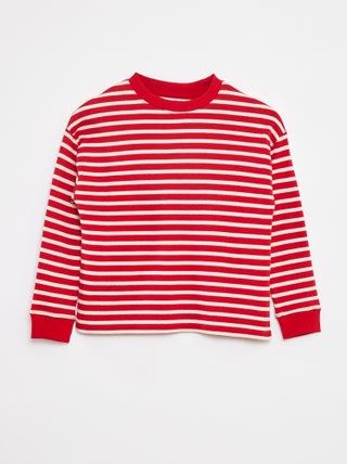 Camisola em malha com motivo às riscas all-over