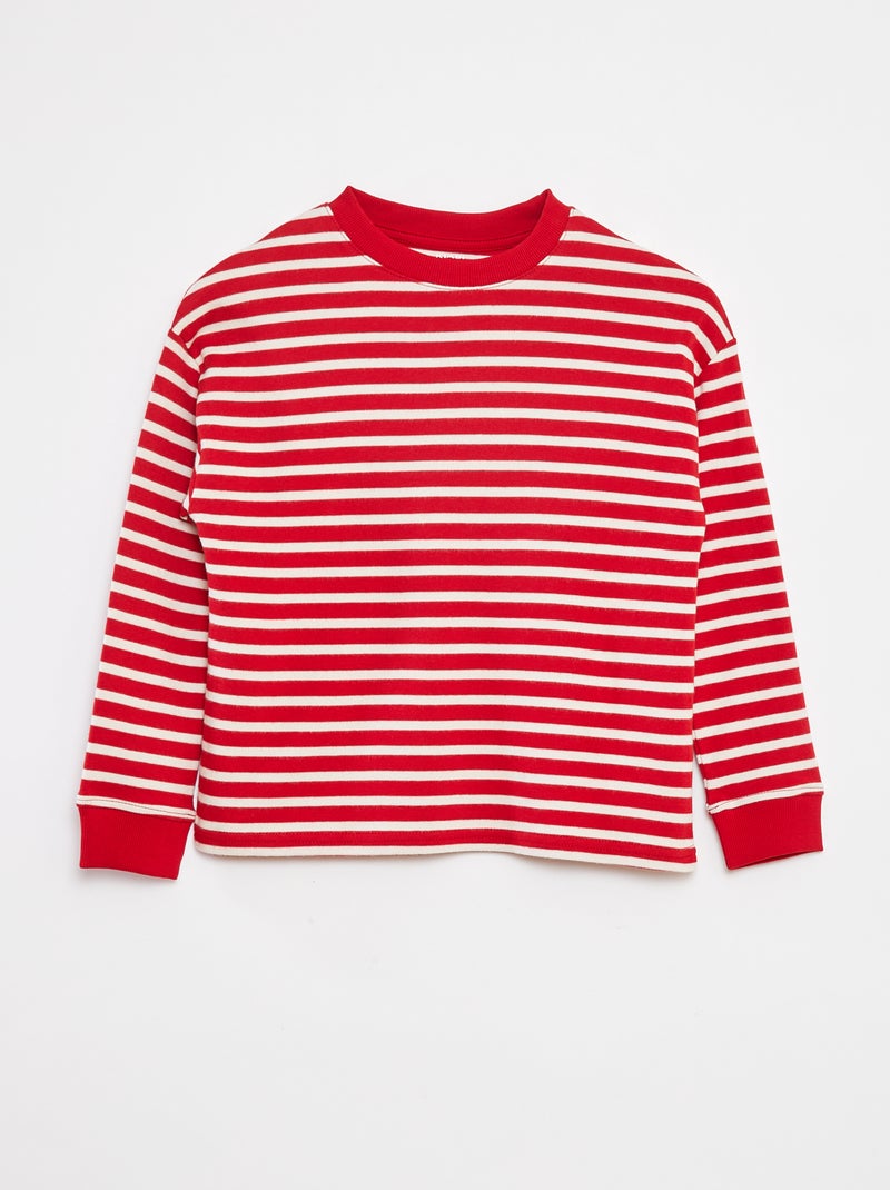 Camisola em malha com motivo às riscas all-over Vermelho - Kiabi