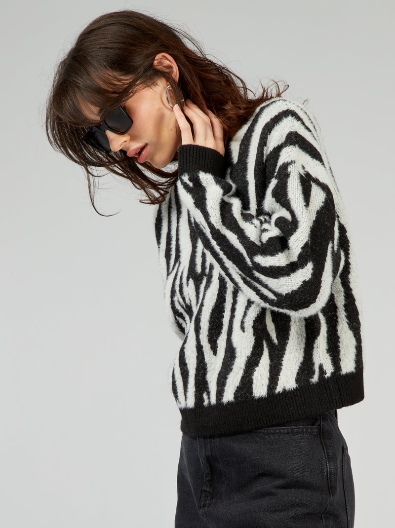 Camisola em malha com motivo 'zebra' PRETO - Kiabi