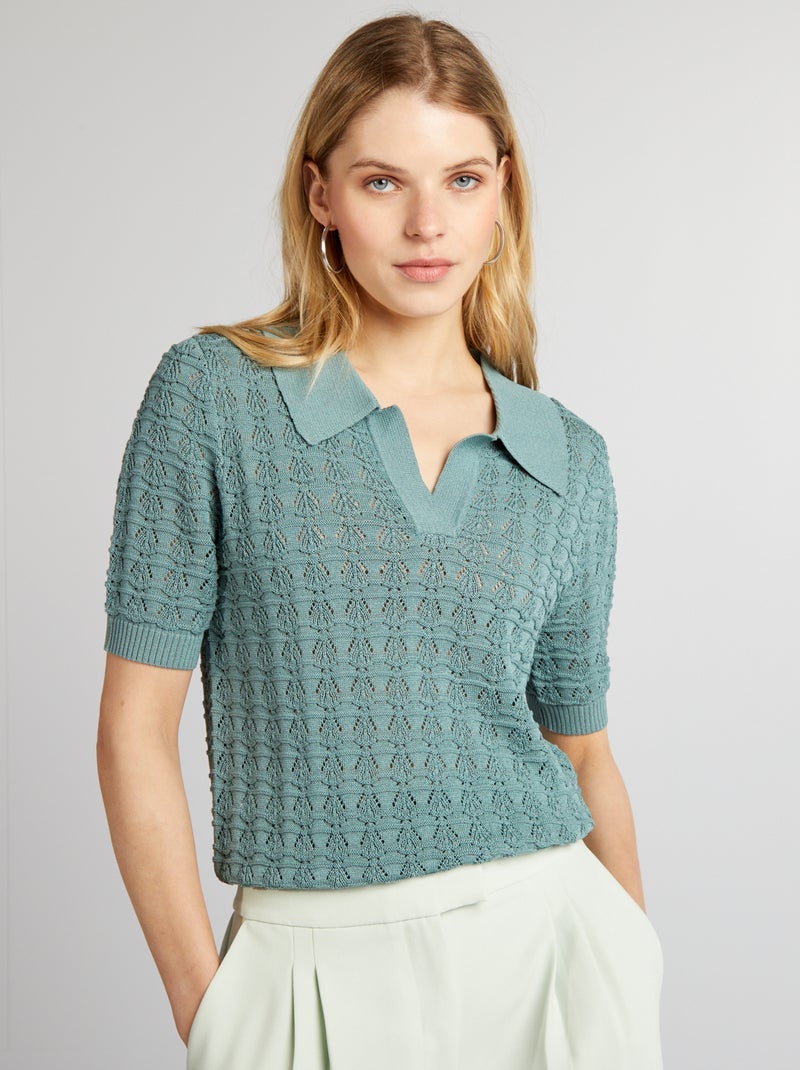 Camisola em malha de croché VERDE - Kiabi