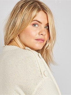 Camisola em malha de fantasia com botões nos ombros - Kiabi