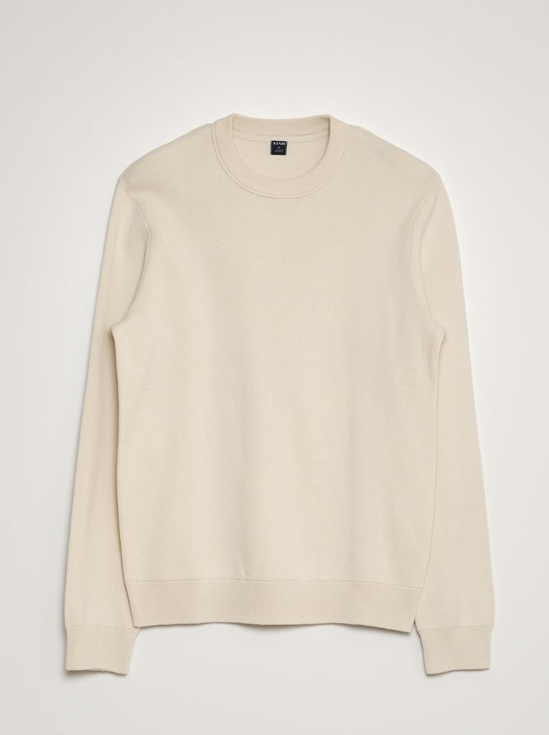 Camisola em malha de gola redonda BRANCO - Kiabi