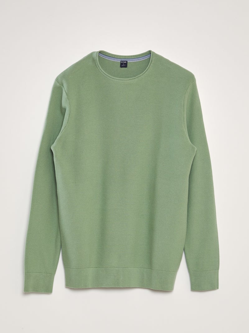 Camisola em malha de gola redonda VERDE - Kiabi