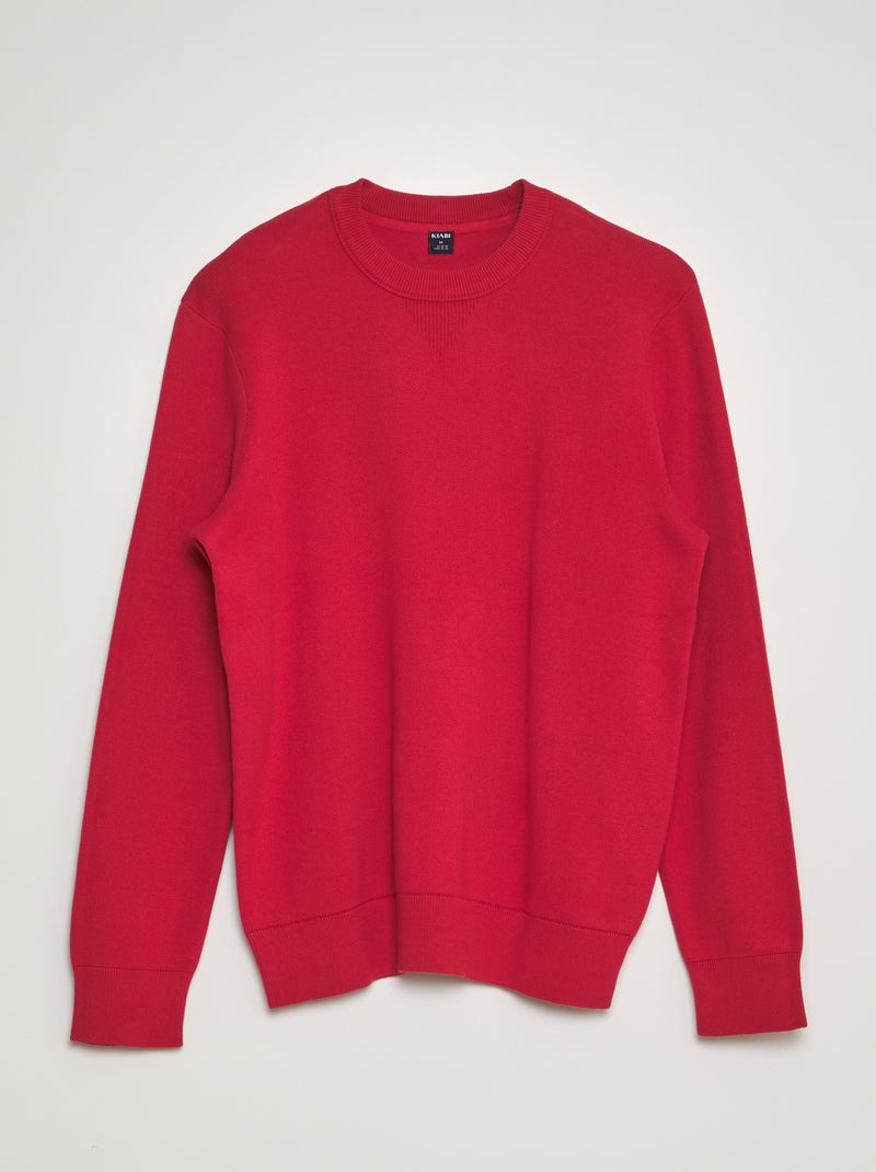 Camisola em malha de gola redonda VERMELHO - Kiabi