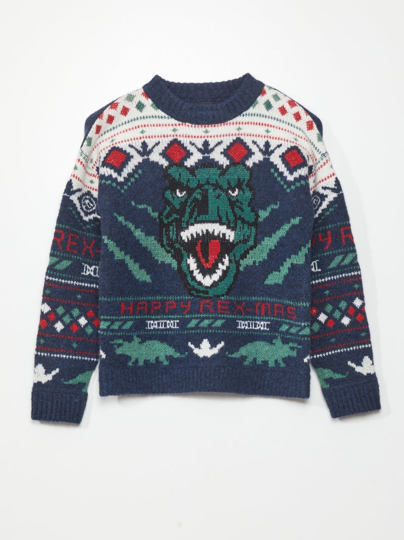 Camisola em malha de 'Natal' 'Parque Jurássico' AZUL - Kiabi