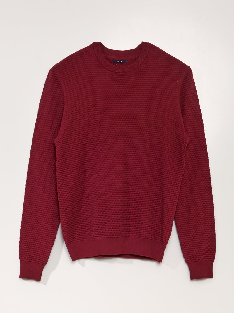Camisola em malha de tricô a ponto de arroz VERMELHO - Kiabi