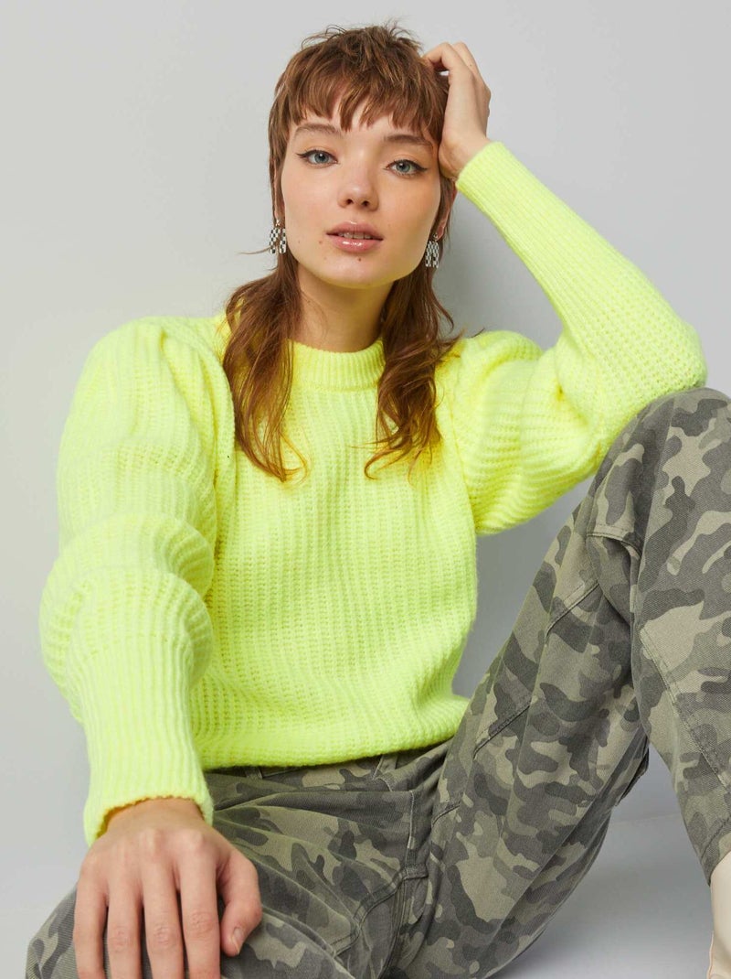 Camisola em malha de tricô AMARELO - Kiabi