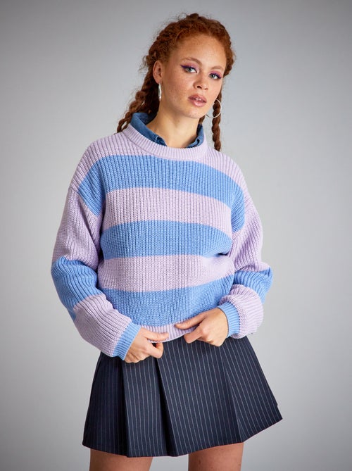 Camisola em malha de tricô às riscas - Kiabi