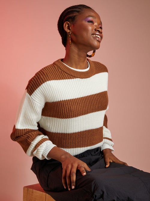 Camisola em malha de tricô às riscas - Kiabi
