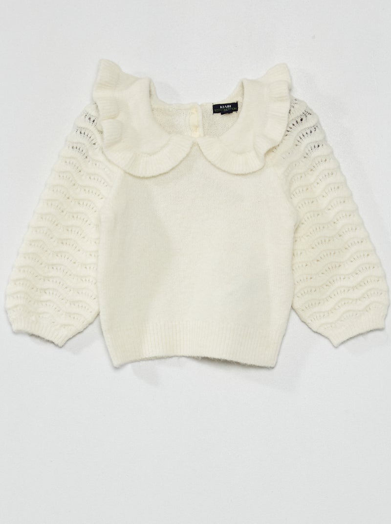 Camisola em malha de tricô BRANCO - Kiabi