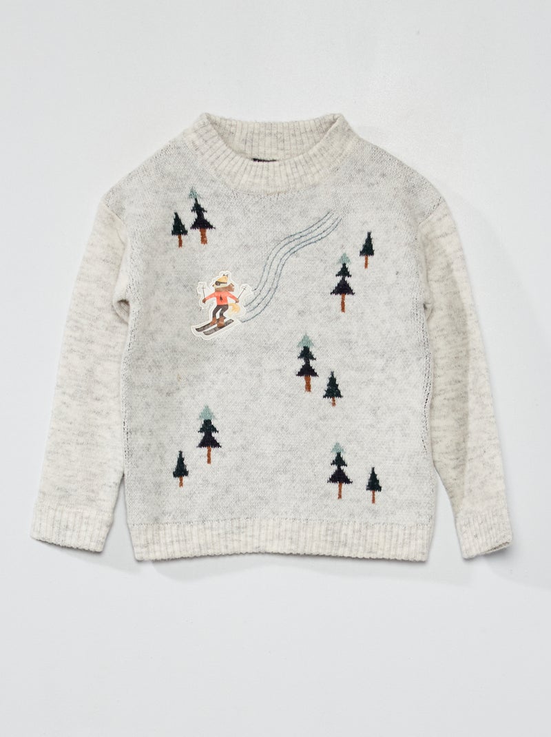 Camisola em malha de tricô com desenhos de animais BEGE - Kiabi