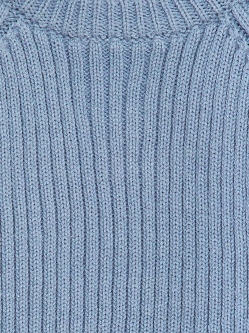 Camisola em malha de tricô com gola com 3 botões AZUL - Kiabi