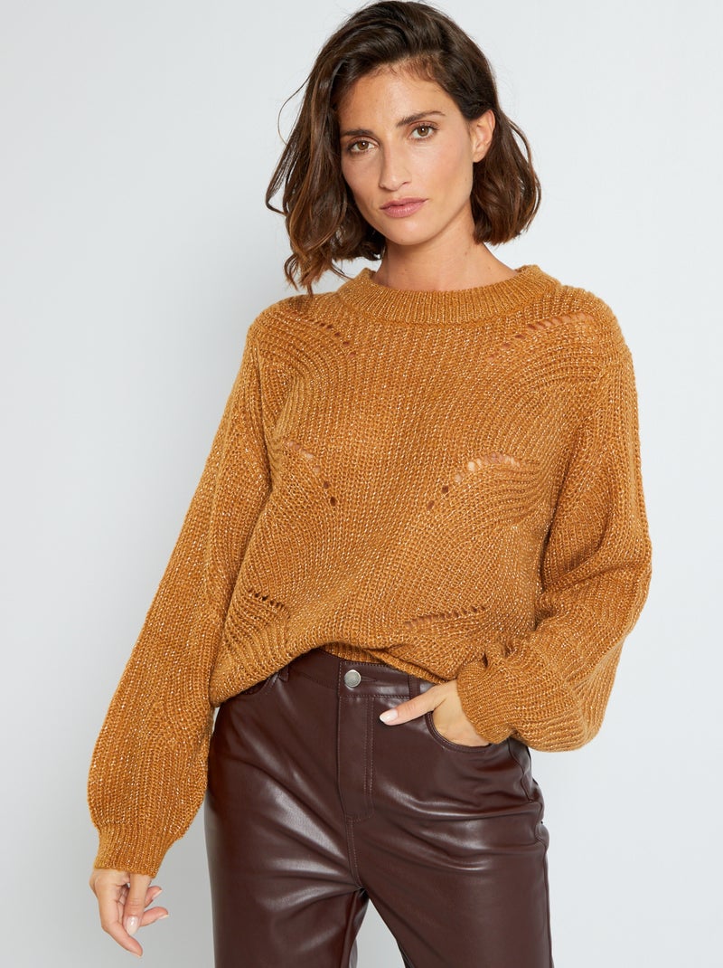 Camisola em malha de tricô 'JDY' Camel - Kiabi
