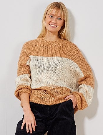 Camisola em malha de tricô 'riscas' - Kiabi