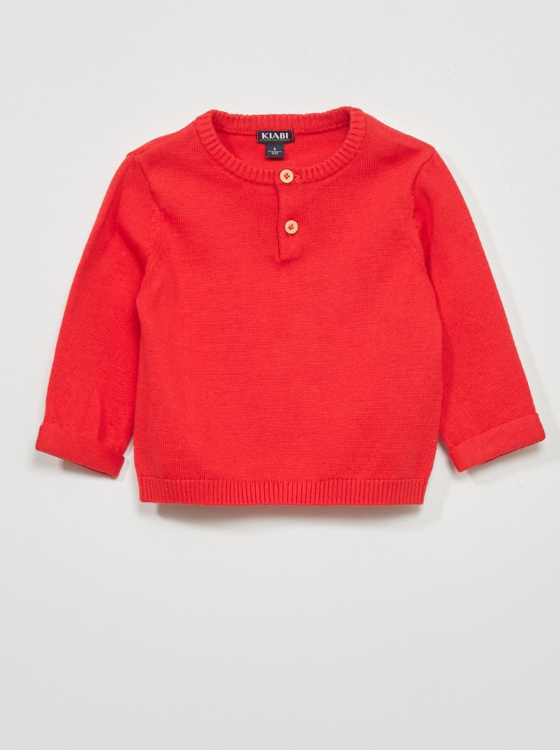 Camisola em malha de tricô VERMELHO - Kiabi