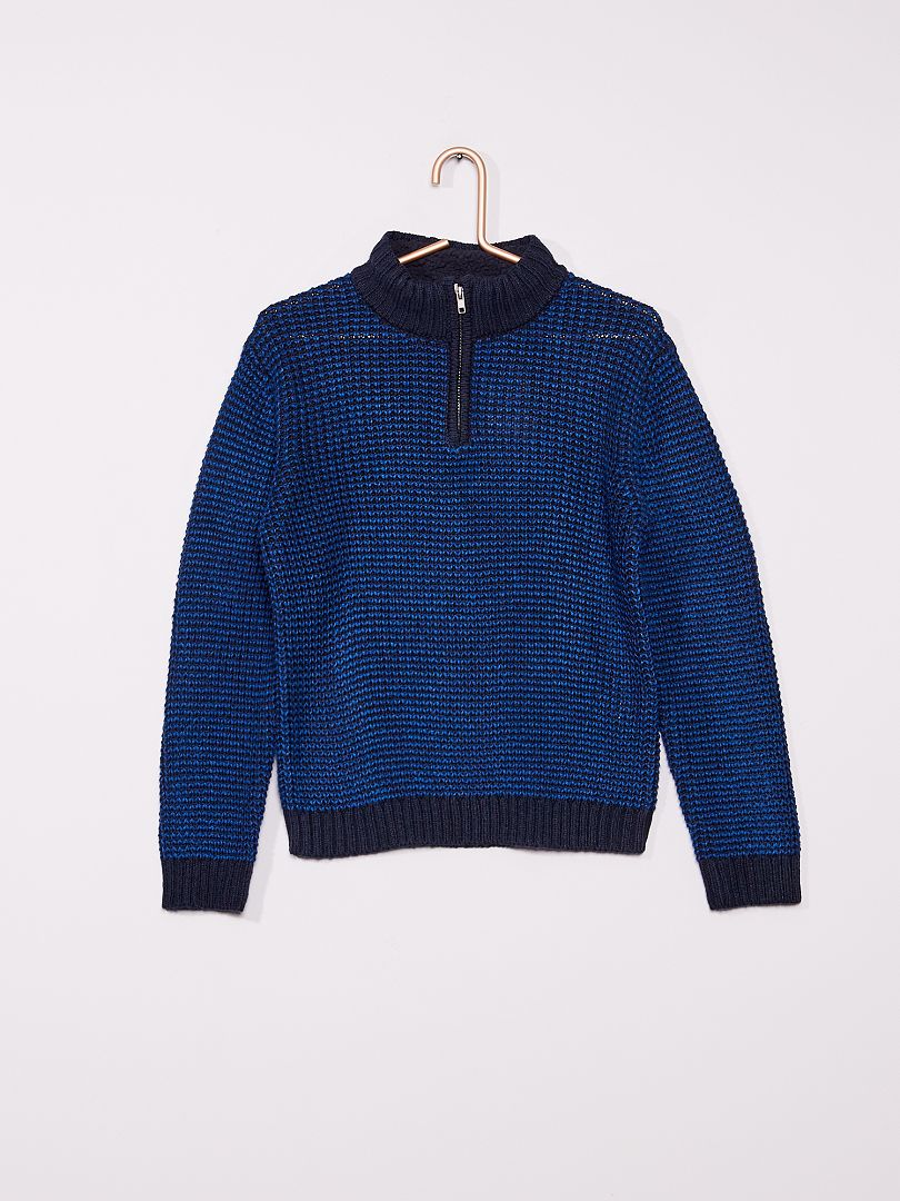 Camisola em malha de tricot Azul - Kiabi
