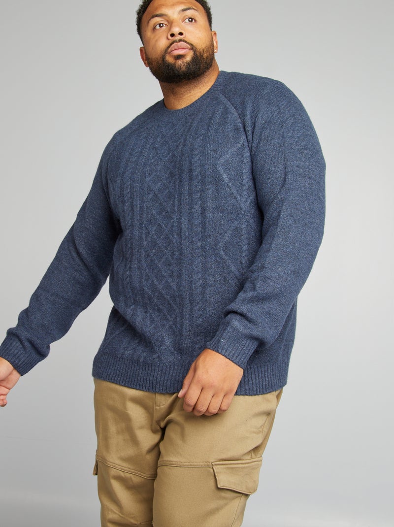 Camisola em malha de tricot torcida AZUL - Kiabi