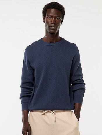 Camisola de malha fantasia com gola redonda