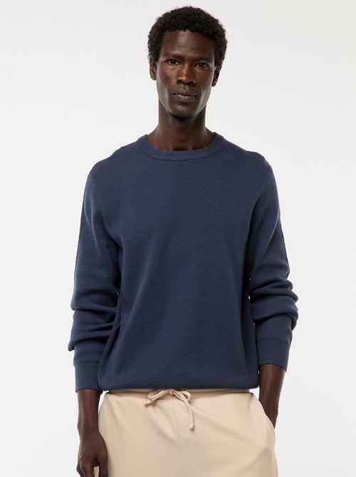 Camisola em malha fantasia com gola redonda - Kiabi