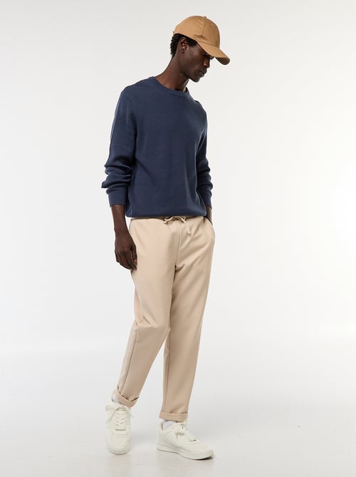 Camisola em malha fantasia com gola redonda - Kiabi