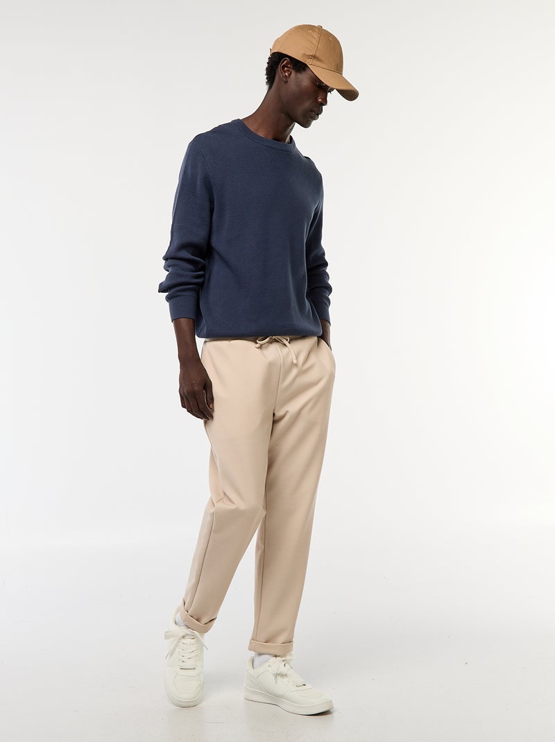 Camisola em malha fantasia com gola redonda Azul - Kiabi