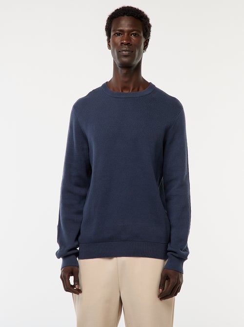 Camisola em malha fantasia com gola redonda - Kiabi