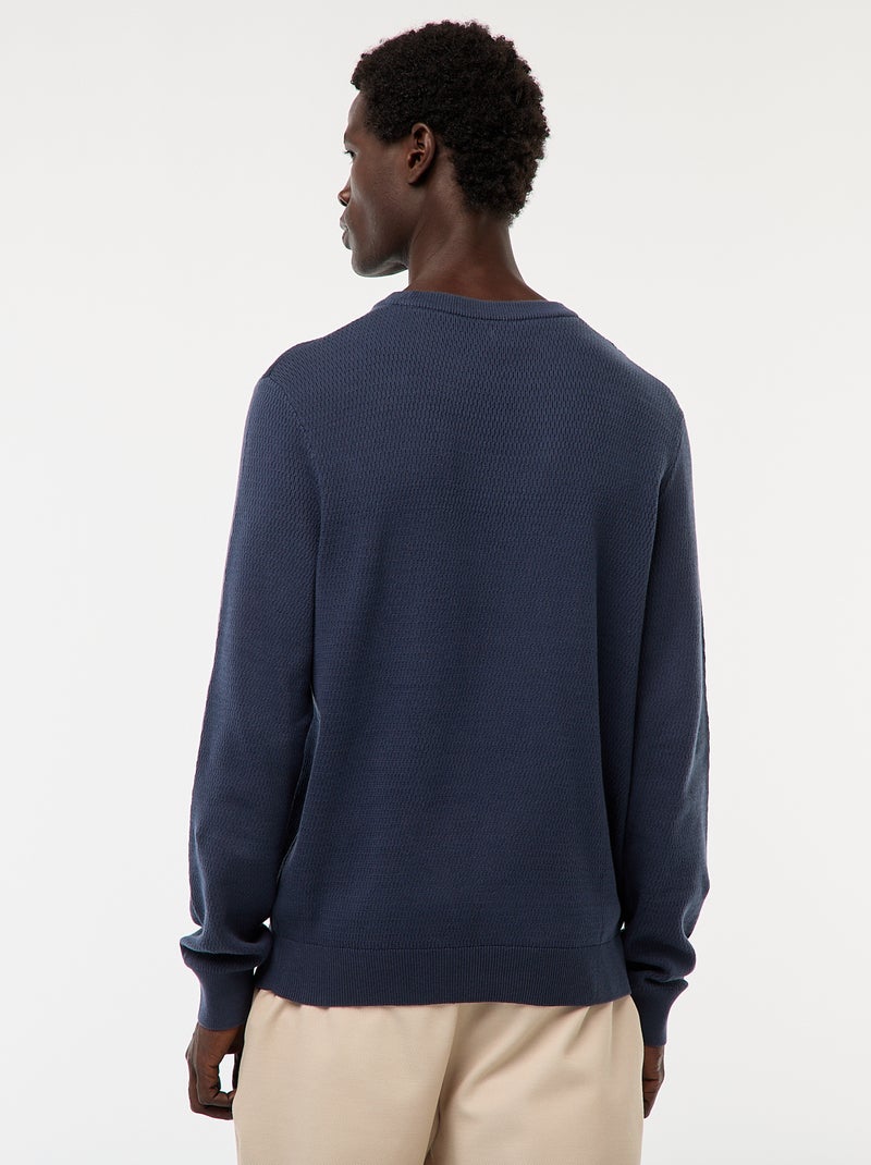 Camisola em malha fantasia com gola redonda Azul - Kiabi