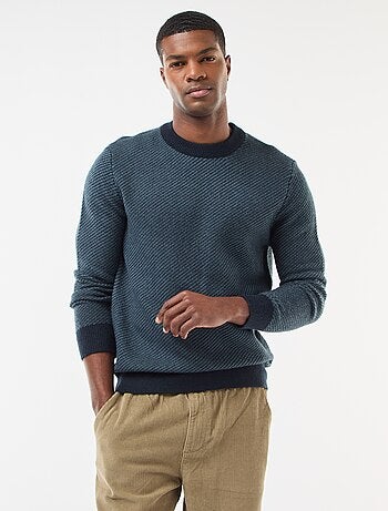 Camisola de malha fantasia com gola redonda