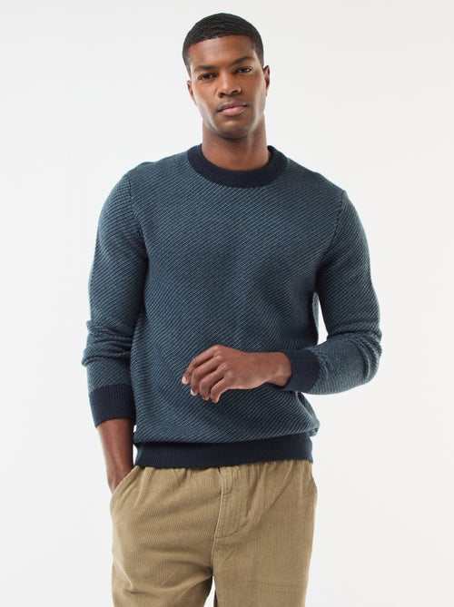 Camisola em malha fantasia com gola redonda - Kiabi