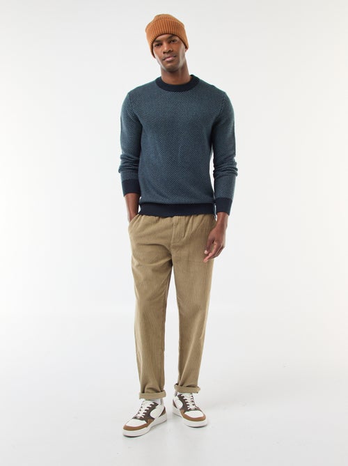 Camisola em malha fantasia com gola redonda - Kiabi