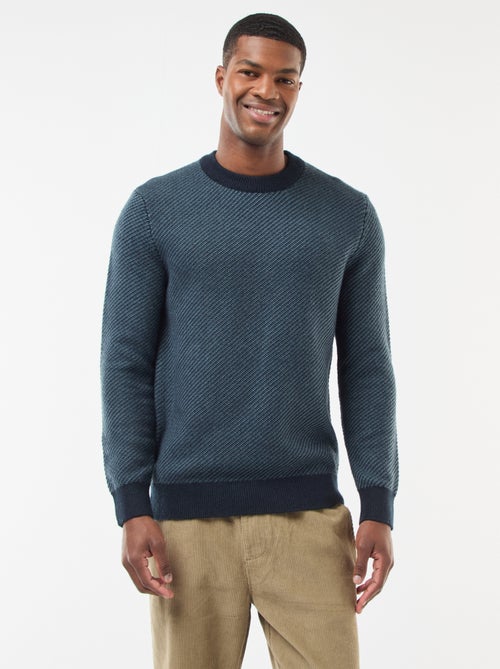 Camisola em malha fantasia com gola redonda - Kiabi