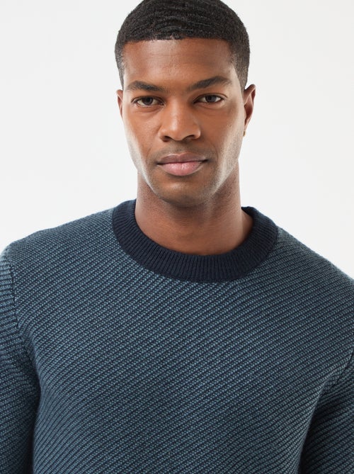 Camisola em malha fantasia com gola redonda - Kiabi