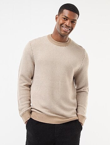 Camisola de malha fantasia com gola redonda