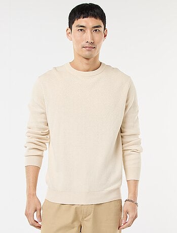 Camisola de malha fantasia com gola redonda