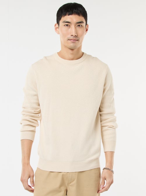 Camisola em malha fantasia com gola redonda - Kiabi