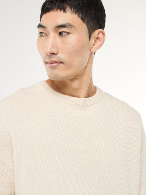 Camisola em malha fantasia com gola redonda - Kiabi