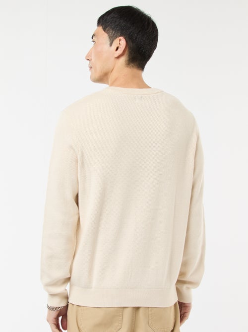 Camisola em malha fantasia com gola redonda - Kiabi