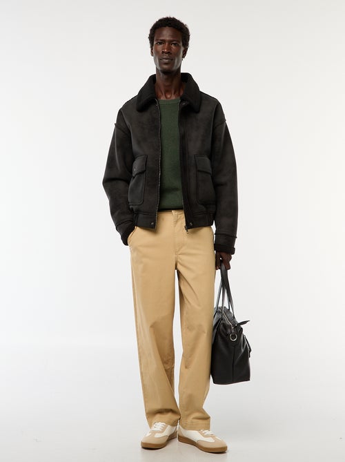 Camisola em malha fantasia com gola redonda - Kiabi