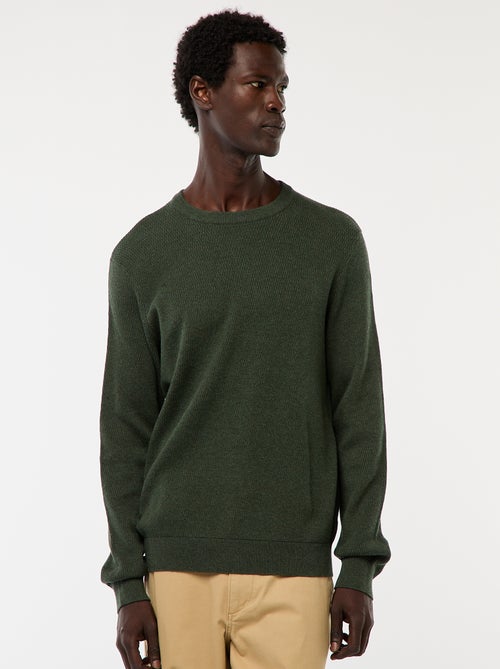 Camisola em malha fantasia com gola redonda - Kiabi