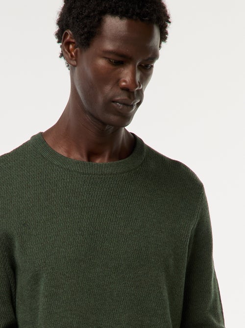 Camisola em malha fantasia com gola redonda - Kiabi