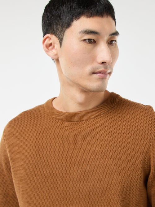 Camisola em malha fantasia com gola redonda - Kiabi