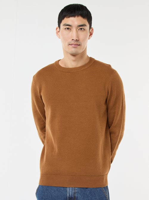 Camisola em malha fantasia com gola redonda - Kiabi