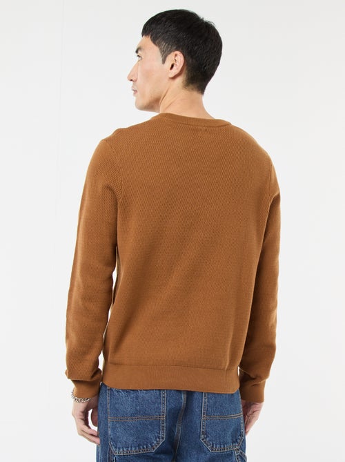 Camisola em malha fantasia com gola redonda - Kiabi