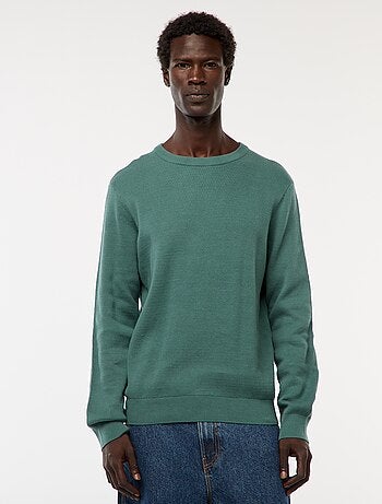 Camisola de malha fantasia com gola redonda