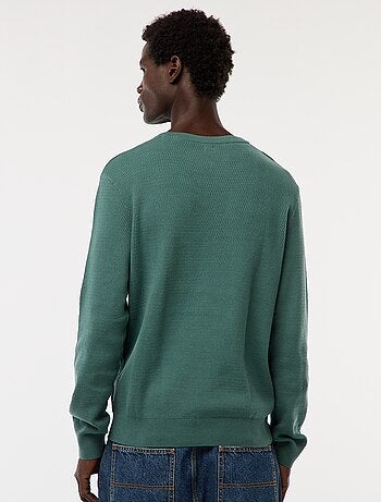 Camisola de malha fantasia com gola redonda