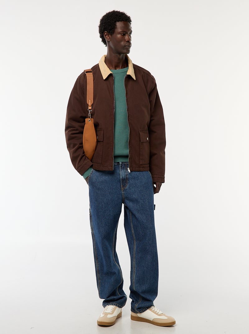 Camisola em malha fantasia com gola redonda Verde - Kiabi