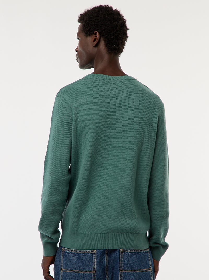 Camisola em malha fantasia com gola redonda Verde - Kiabi